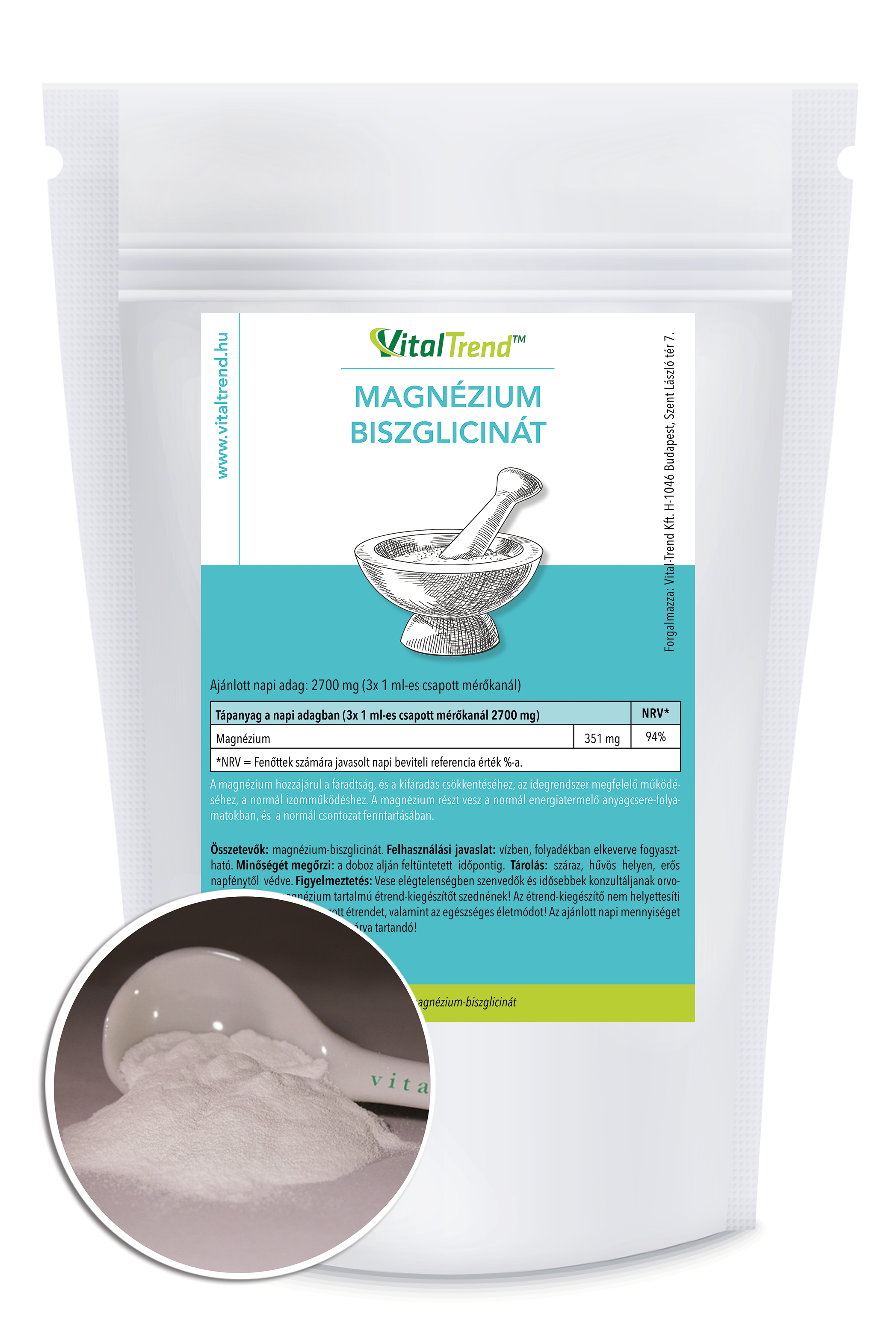 Magnézium biszglicinát por-500 g