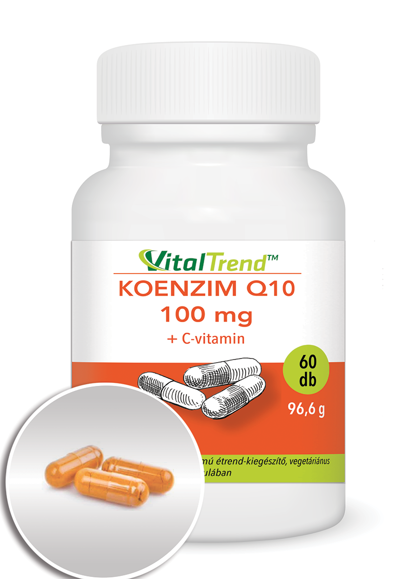 Q10-Koenzim 100 mg + C vitamin kapszula